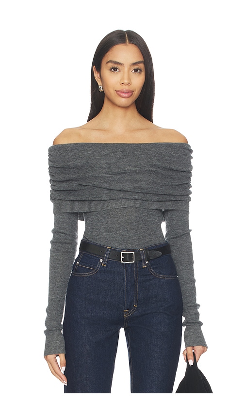 Susana Monaco Light Merino Off Shoulder Sweater In Gray