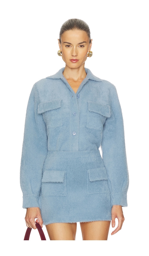 Susana Monaco BLOUSON CARGO DUVETEUX en Baby Blue Taille L Also en S XS M 88 €