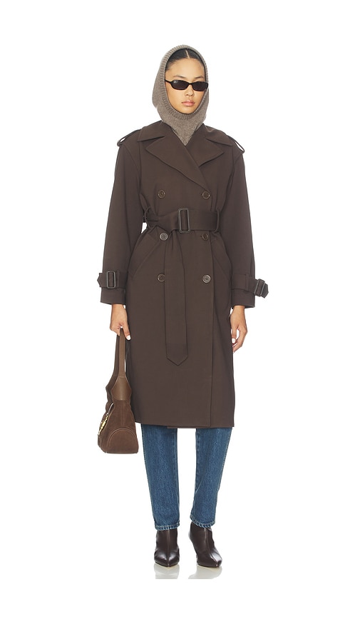 Susana Monaco Double Knit Trench Coat In Brown