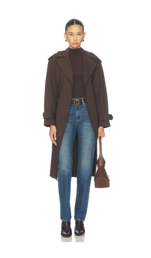 Susana Monaco Double Knit Trench Coat In Brown