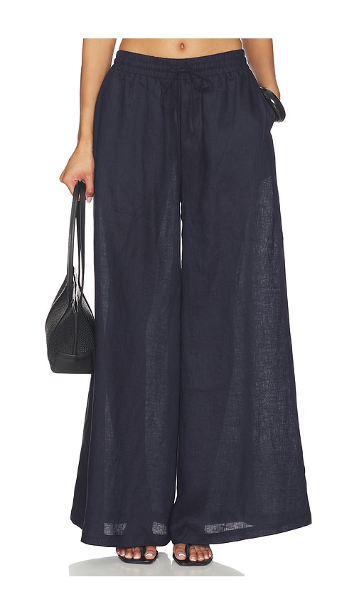Susana Monaco Solid Linen Wide Leg Elastic Pant