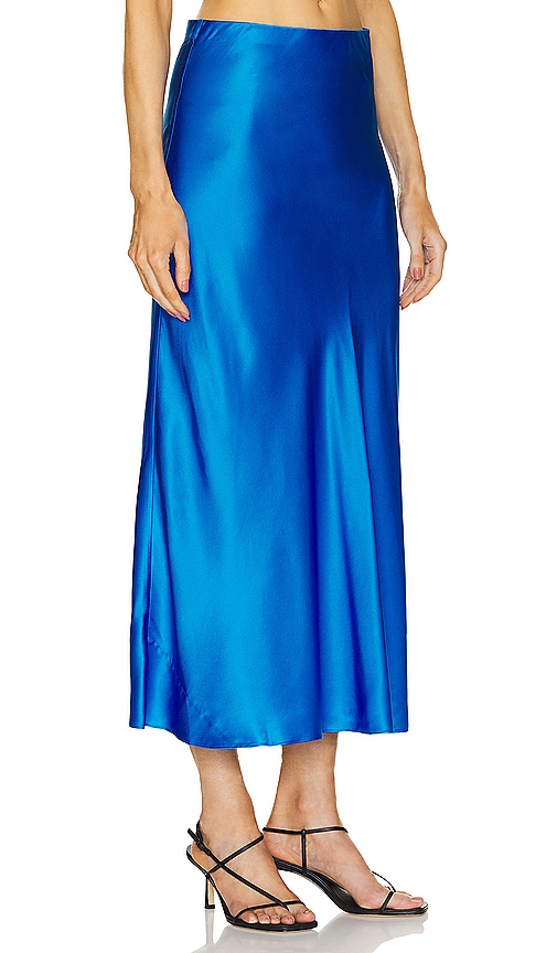 Shop Susana Monaco Silk Midi Skirt In 深蓝色