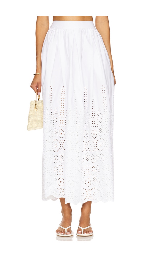 Embroidered Poplin Maxi Skirt in White. - size XL (also in L, M, S)