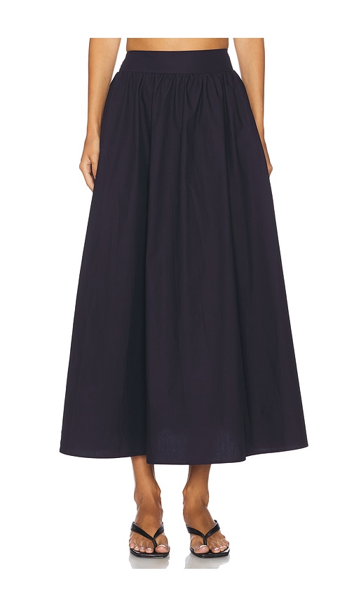 Poplin Midi Skirt in Black. - size S (also in L, M)