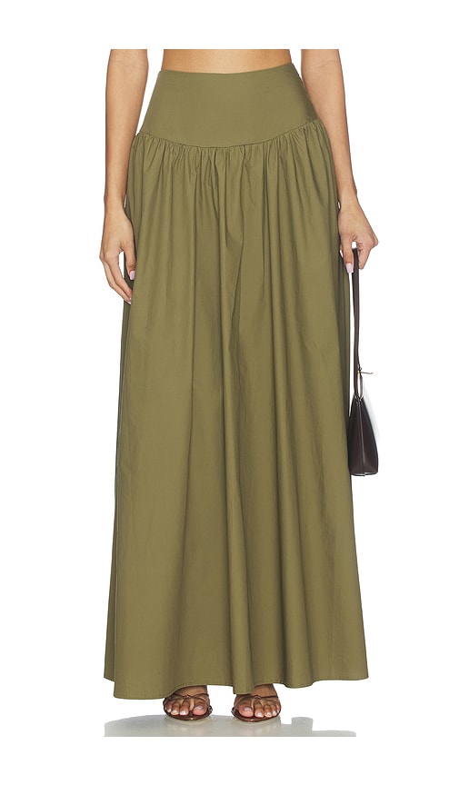Susana Monaco JUPE POPLIN DROP WAIST en Olive. Taille XS. Also en S, L.
