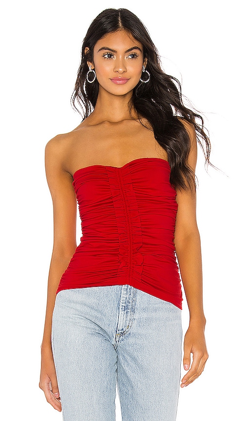 Strapless Ruffle Trim Ruched Top