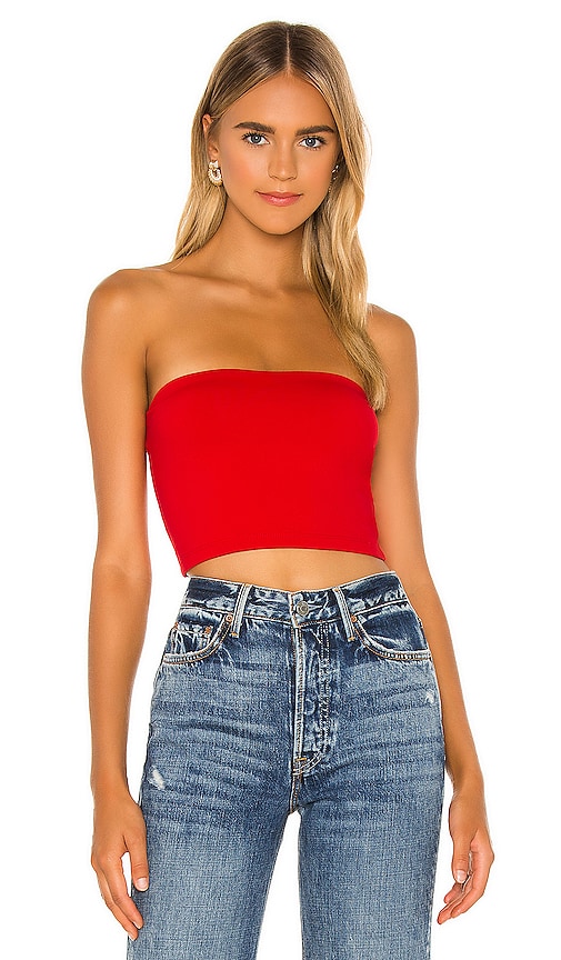 Susana Monaco Strapless Crop Top in Perfect Red