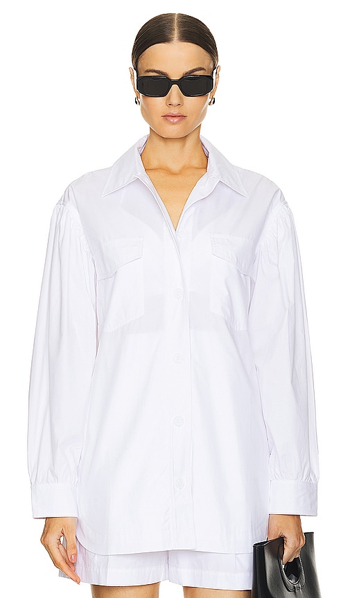 Shop Susana Monaco Poplin Shirt In 白糖色