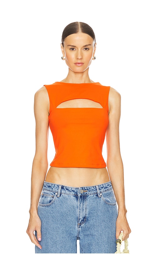 Shop Susana Monaco Slit Front Tank In Mandarin