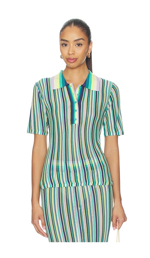 Susana Monaco Stripe Sweater Collar Shirt