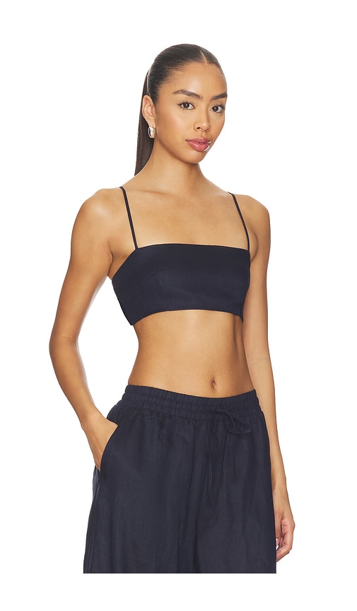  Susana Monaco Oberteil Aus Leinen Mit Bindebändern Am Rücken In Navy. Größe Xs. Also In S, M, L, Xl. 