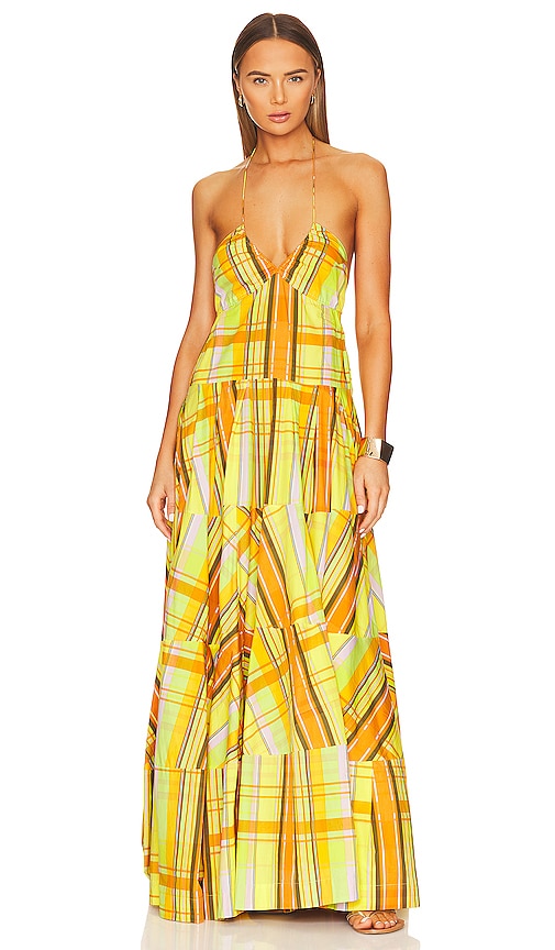 SWF Open Back Tiered Maxi Dress in Yellow