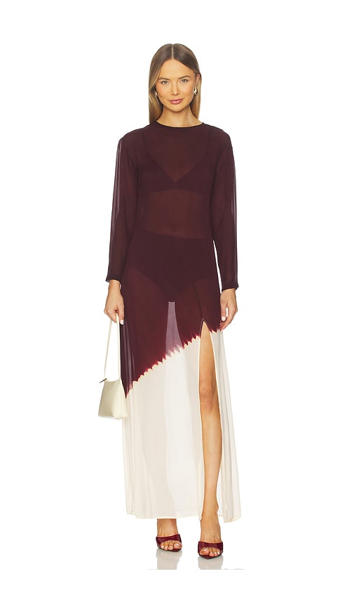 S/w/f Sheer Panel Maxi Dress In Burgundy