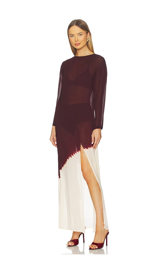 S/w/f Sheer Panel Maxi Dress In Burgundy