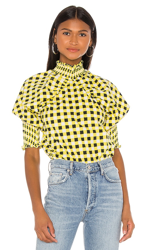 yellow puff sleeve blouse