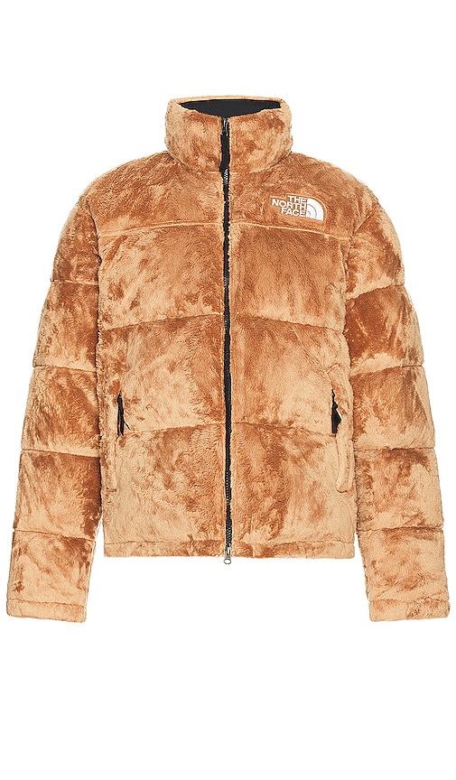The North Face Versa Velour Nuptse In Almond Butter in The North Face Versa Velour Nuptse In Almond Butter in