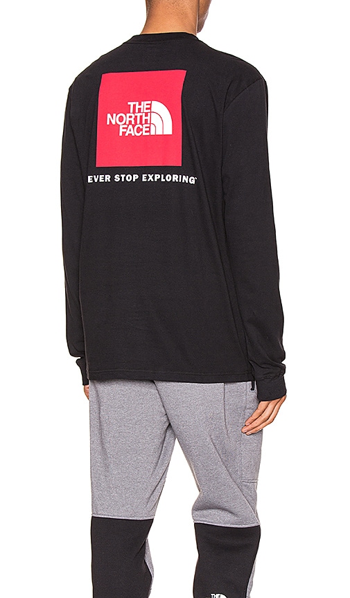 north face long sleeve red box tee