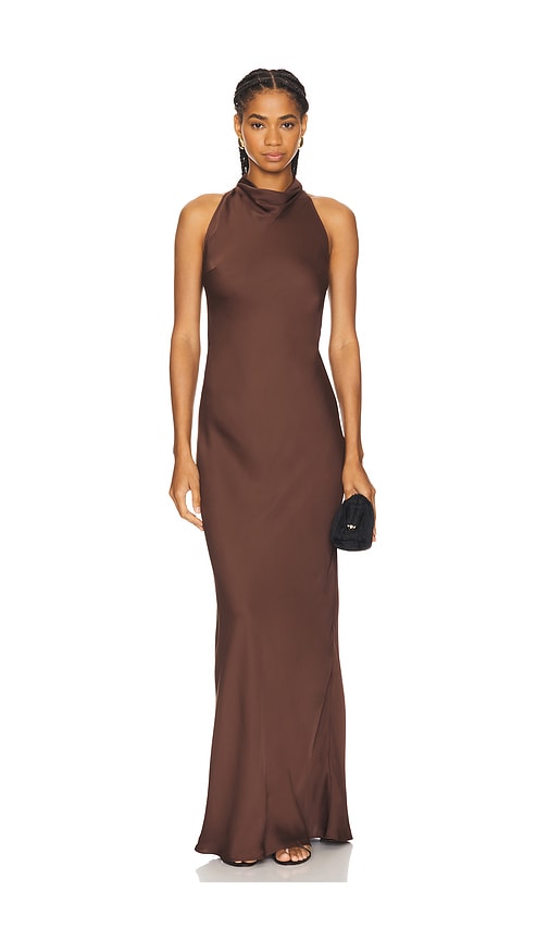 Shop Rotate Birger Christensen Lace Maxi Dress In Brown