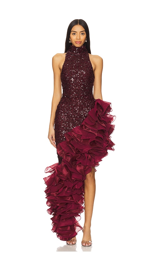 Revolve offers Burgundy Ruffle Dress