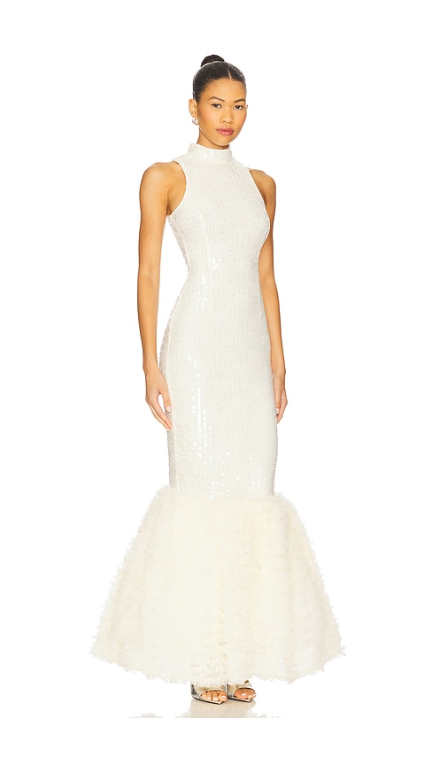 Rotate Birger Christensen Sequin Maxi Dress In White