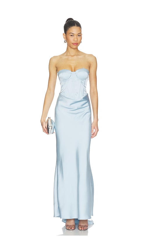 ROTATE Satin Corset Maxi Dress