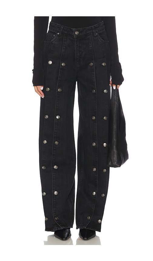 Rotate Birger Christensen Jeans Con Bottoni Black Denim In Black