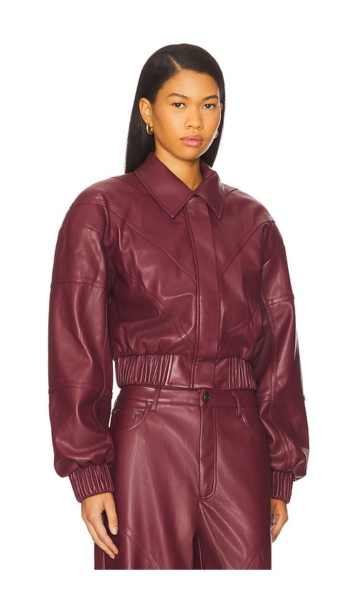 Rotate Birger Christensen Bomber Jacket In Burgundy
