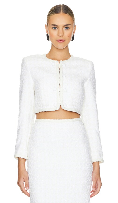 ROTATE Cropped Jacket in Egret