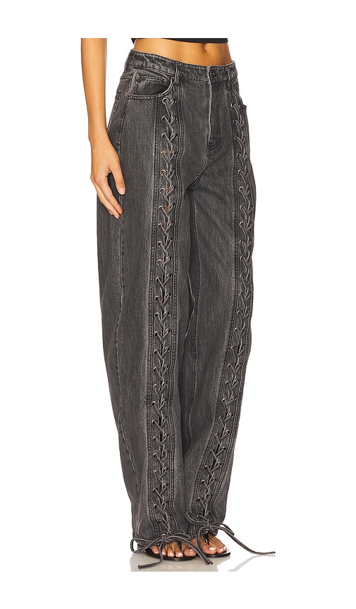 Rotate Birger Christensen Denim Laced Leg Pant In Black