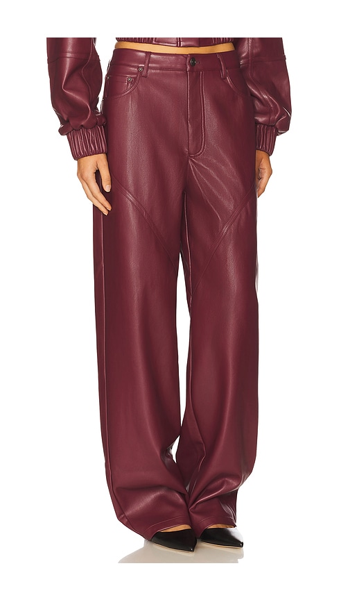 Rotate Birger Christensen Mid Waisted Piping Pant In Burgundy