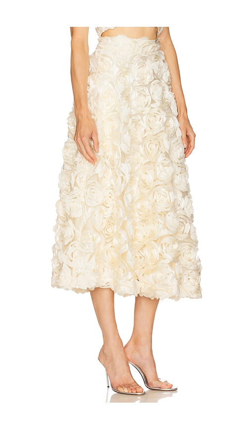 Rotate Birger Christensen Midi Skirt With Rose Appliques In White