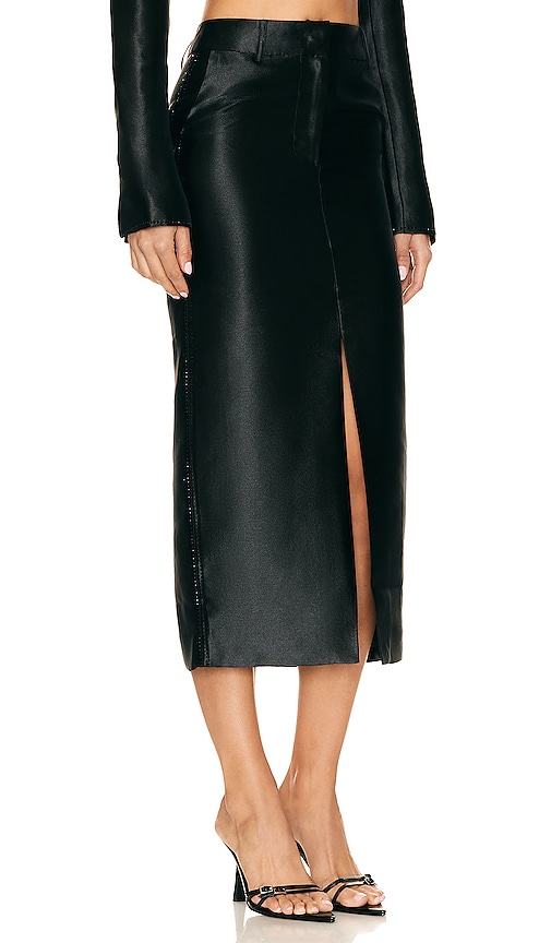 Shop Rotate Birger Christensen Embellished Midii Skirt In Black