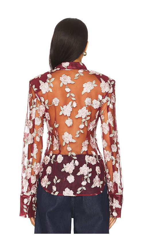  Rotate Mesh Fitted Shirt In Burgundy. Größe 32. Also In 34, 44. 