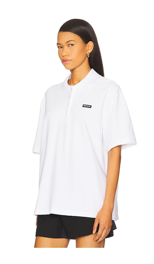 Rotate Birger Christensen Cotton Short Sleeve Polo In White