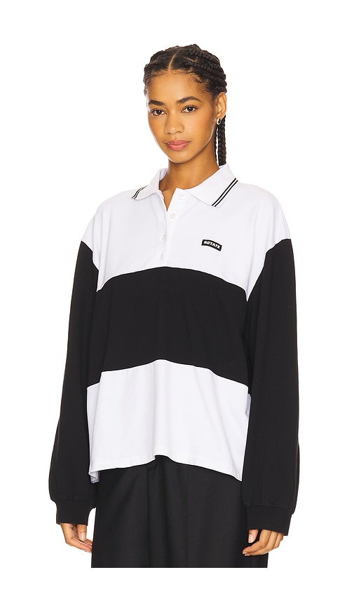 Rotate Birger Christensen Long-sleeved Polo Shirt Ribbed Cuffs In Black