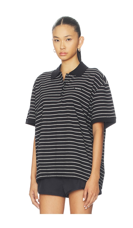 Rotate Birger Christensen Pique Short Sleeve Polo In Black