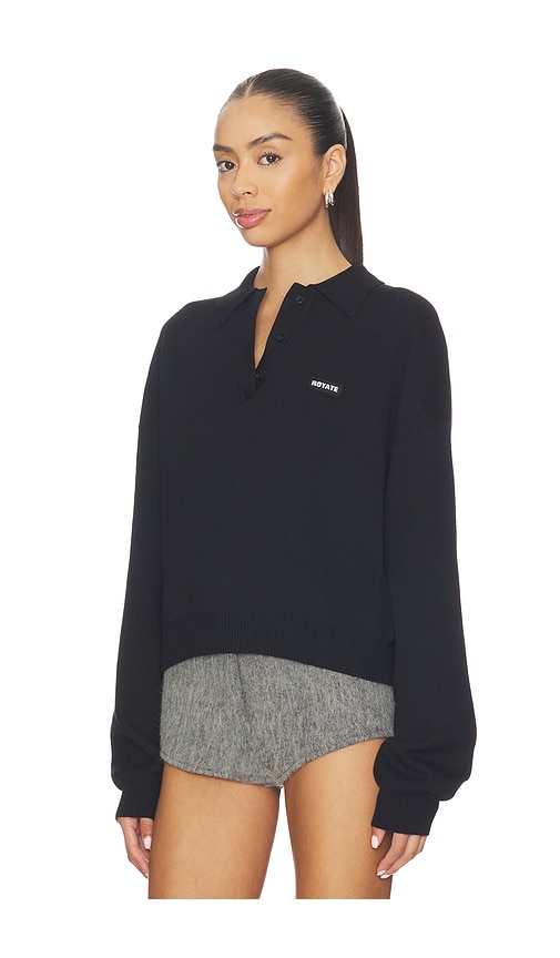 Rotate Birger Christensen Slinky Knit Polo In Black