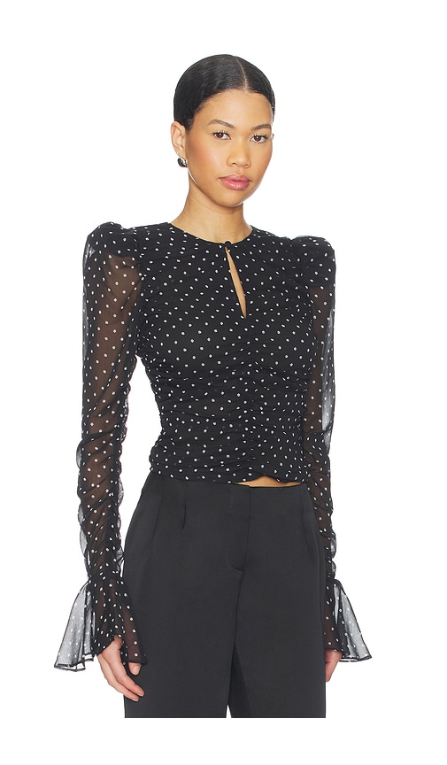 Rotate Birger Christensen Chiffon Ruched Top In Black