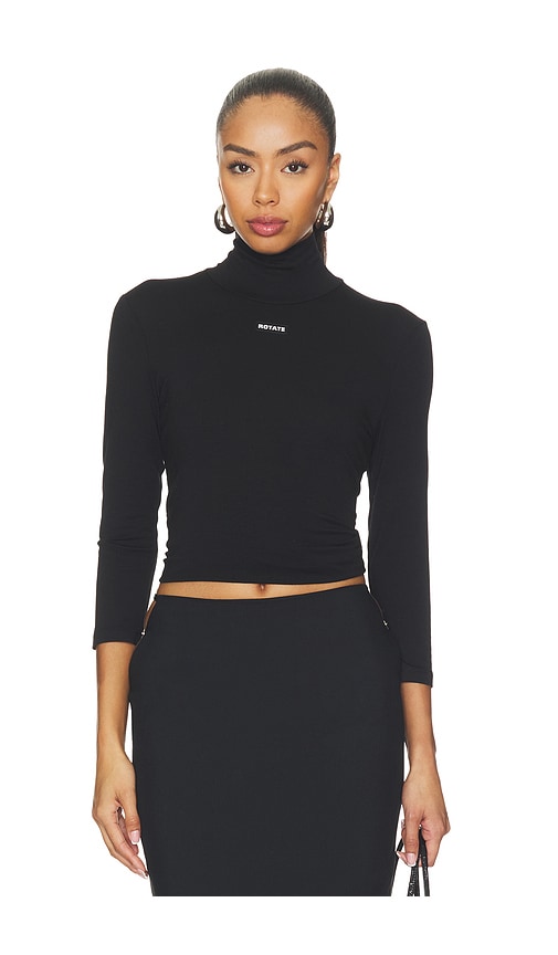 ROTATE Jersey 3/4 Turtleneck in Black. - size XS (also in S, M, L, XL)