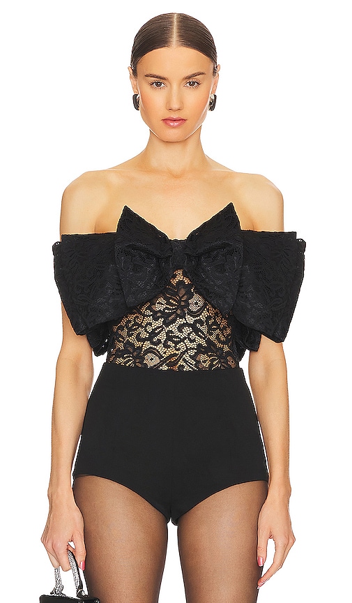 Shop Rotate Birger Christensen Lace Bow Body In Black