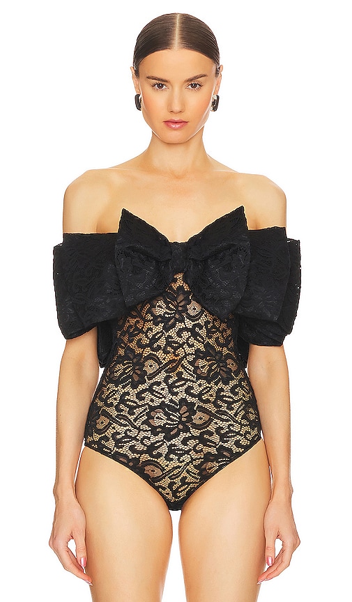 Shop Rotate Birger Christensen Lace Bow Body In Black