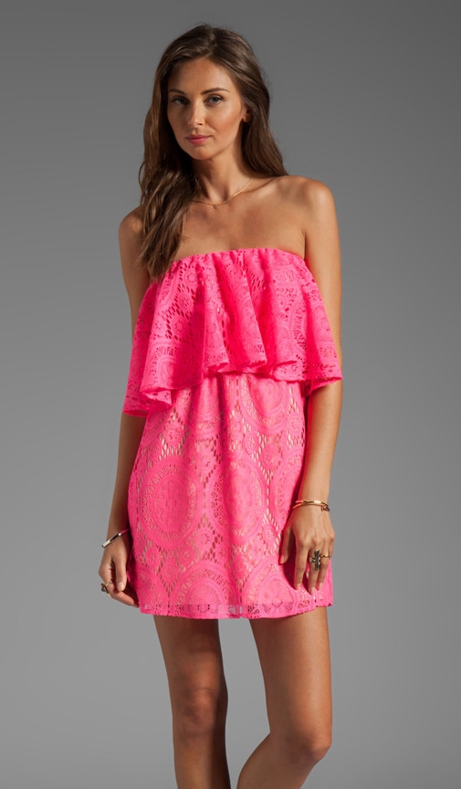 Tiered Strapless Crochet Mini Dress