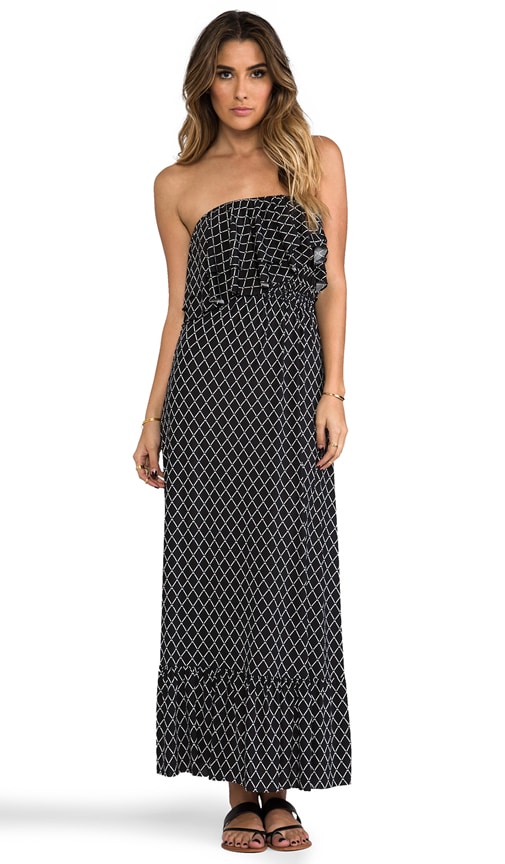 Diamond Print Strapless Maxi Dress