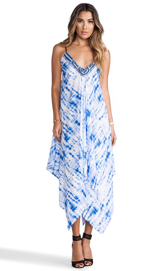 Embellished Asymmetrical Maxi Dress with Tonal Hem
