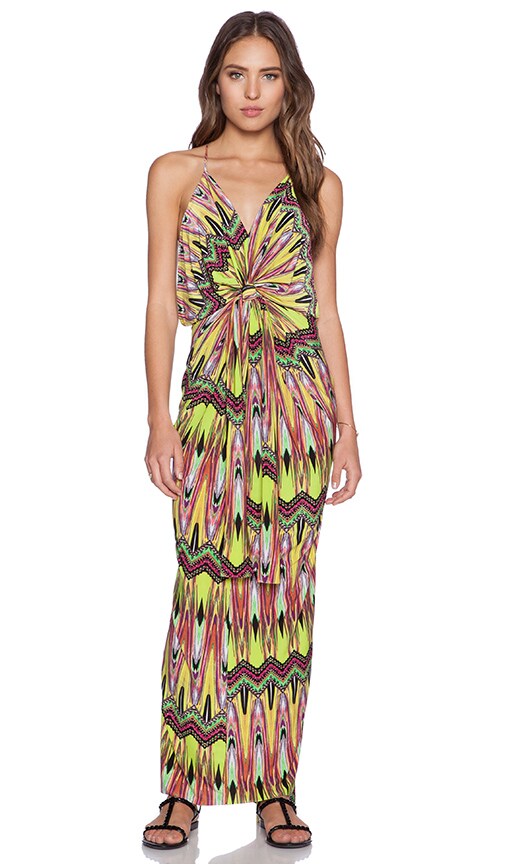 T Bags Losangeles Tie Front Maxi Dress In Neon Carnival Revolve Tie Front Maxi Dress T Bags Losangeles