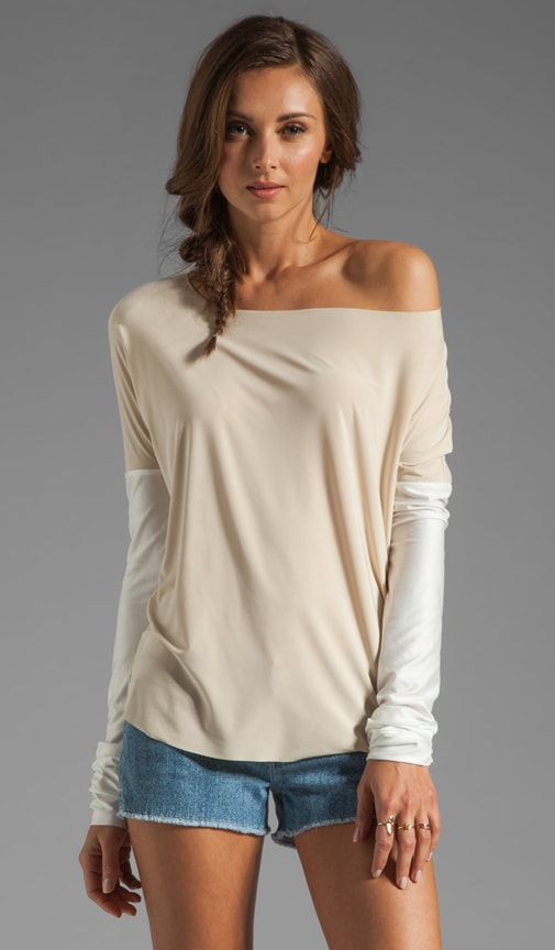 Faux Leather Sleeve Top