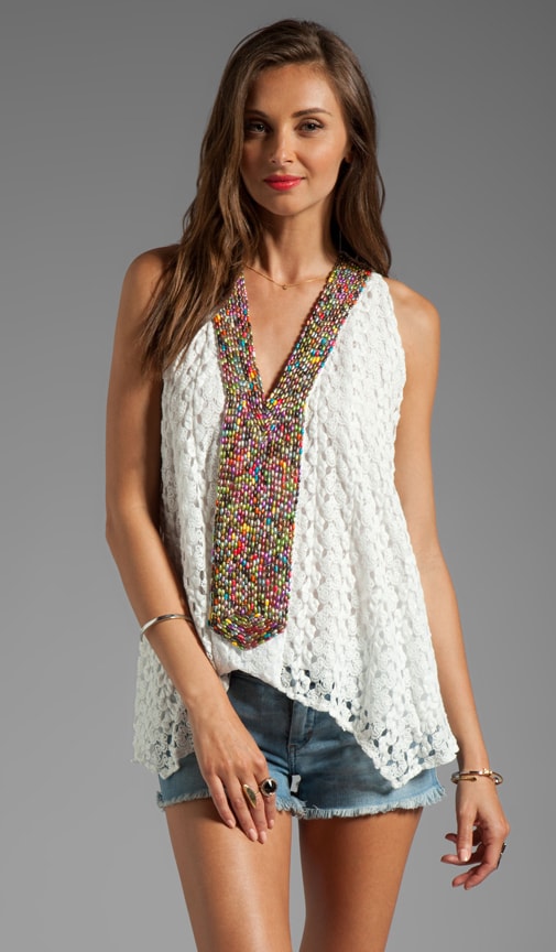 Embroidered Crochet Tank