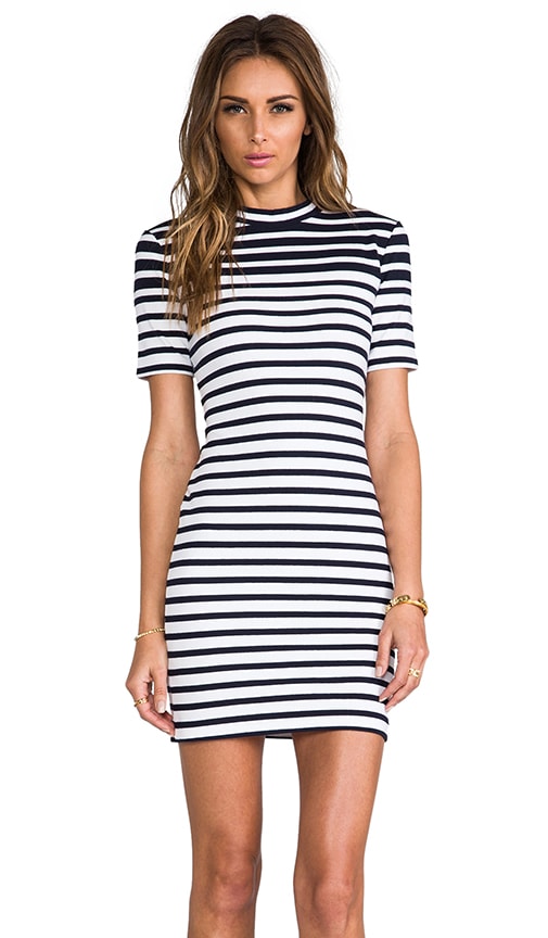 Compact Engineer Stripe Short Sleeve Dress