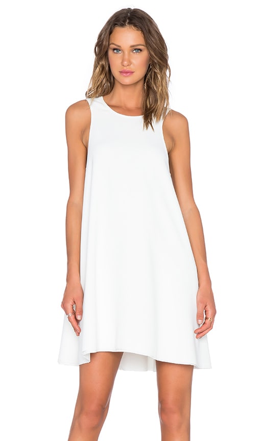 T By Alexander Wang Leather Trim Dress In White Revolve