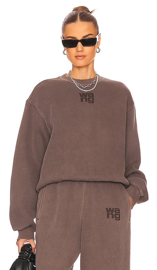 Alexander Wang T Essential Terry Crew Sweatshirt In Brown | ModeSens
